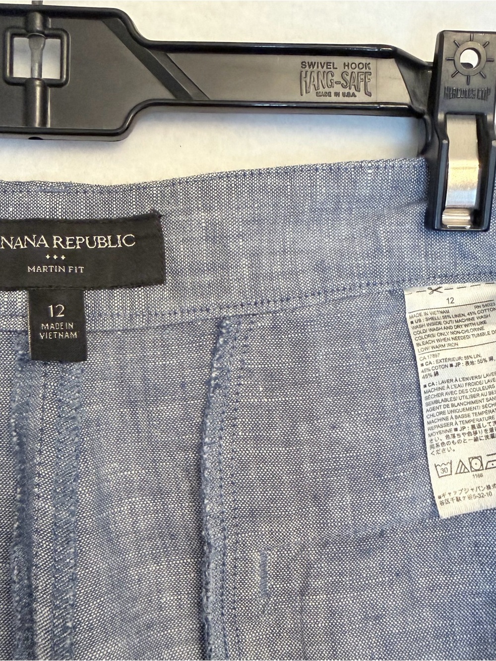 Banana Republic Women’s Martin Fit Linen Cotton Pants Size 12 Blue Trouser Fall - Picture 3 of 7